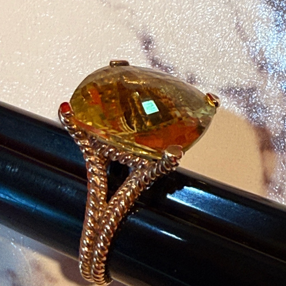 Big And Bold Yellow Quartz Gemstone Statement Ring - image 2